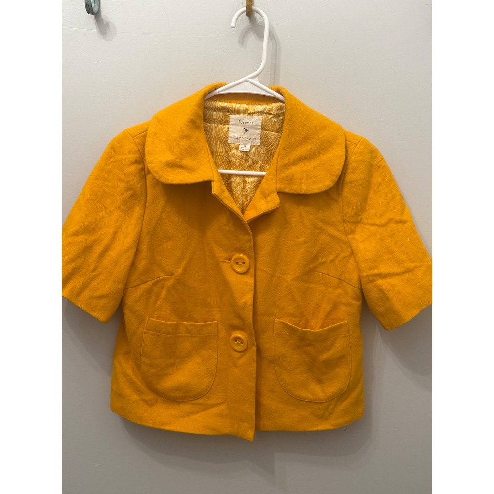 Vintage Heritage Mustard Yellow Wool Blend Short Sleeve Cropped Jacket S